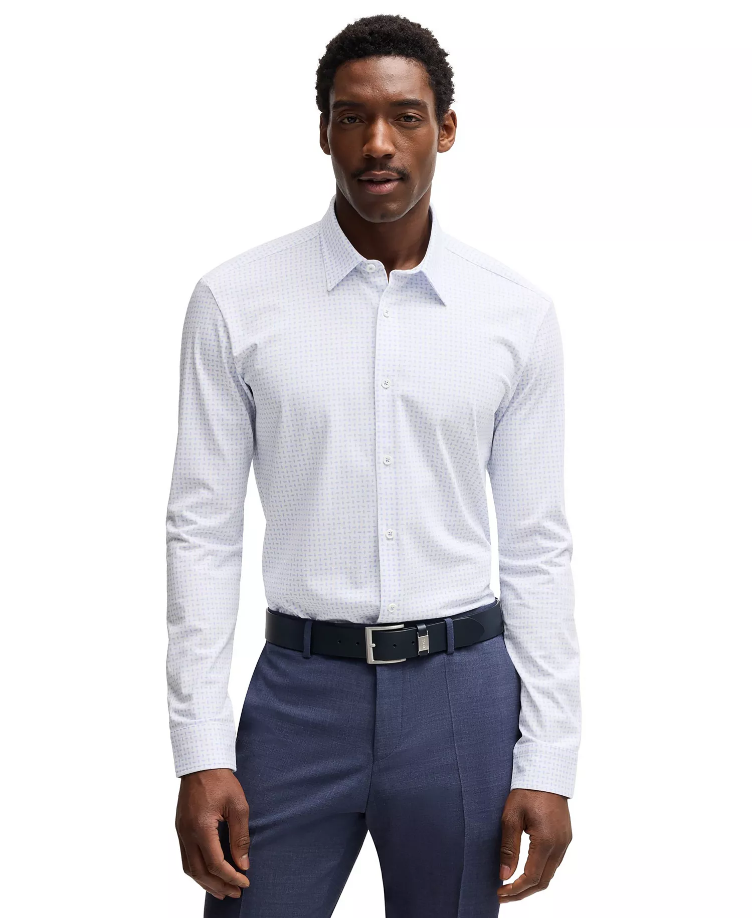 mni-dd7cb73bc00f147eae853580f2d96fa4 Men's Printed Cotton Blend Slim-Fit Dress Shirt