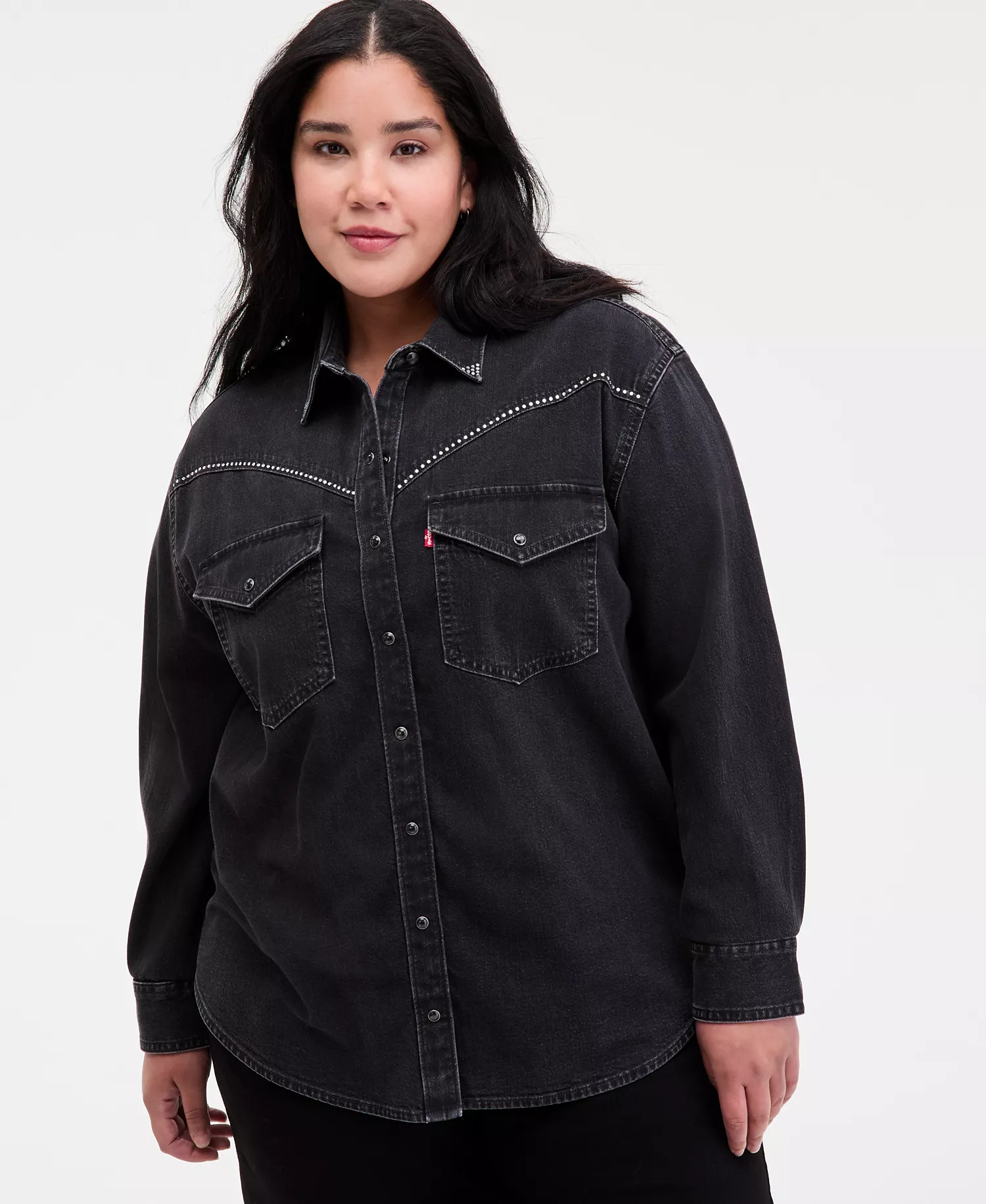mni-dd812f3b1fc029659336b6a3cc3f71d3 Plus Size Sawyer Western Pocket Detail Shirt