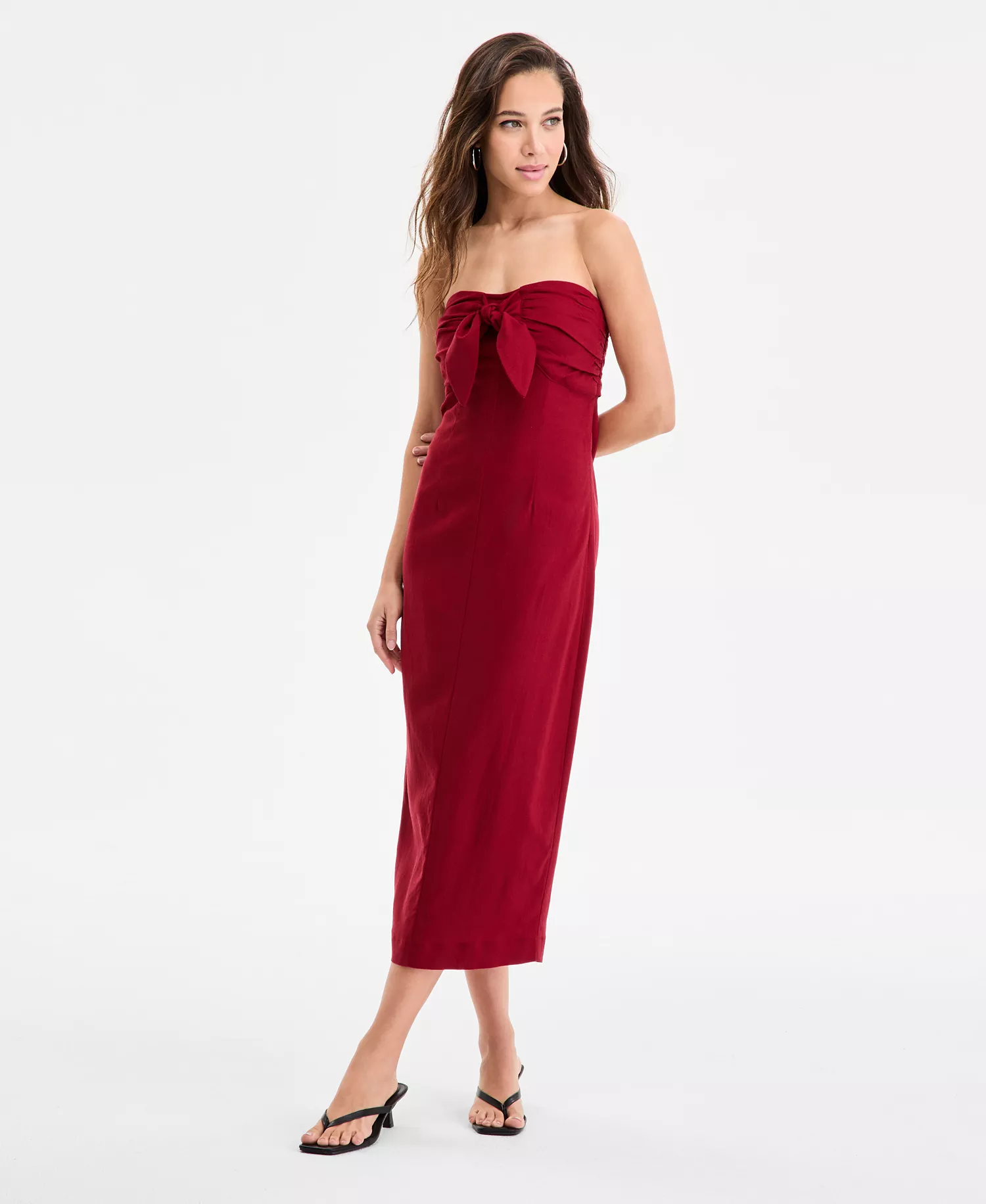 mni-de43fd53d37d630a3412ab6328403484 Women's Tie-Front Midi Dress, Exclusively at Macy's — изображение 3