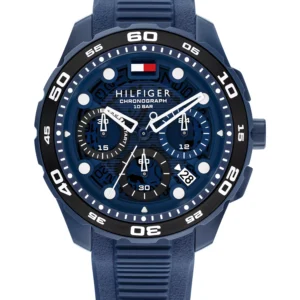 Men's Chronograph Blue Silicone Strap Watch, 44mm