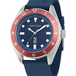 Men's Analog Blue Silicone Watch, 44mm