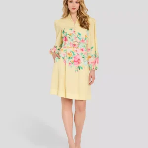 Women's Border Print Button-Front Collared Dress