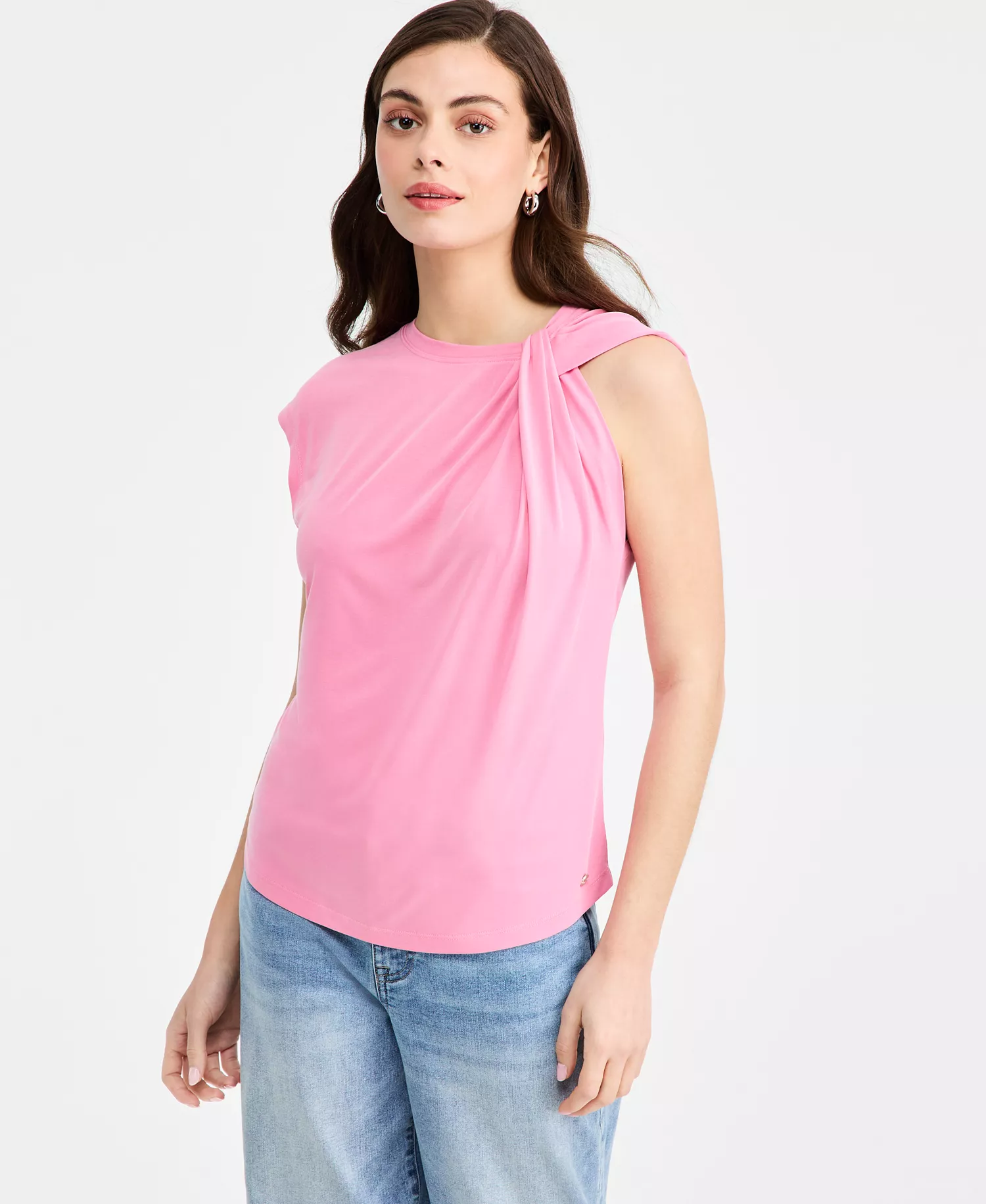 mni-e0330d2edffbb6ece66c305d6a44e24e Women's Solid Twist-Neck Tank Top — изображение 3