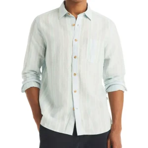 Men's Striped Linen Long-Sleeve Shirt