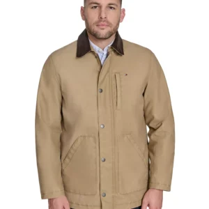 Men's Cotton Barn Coat with Corduroy Collar