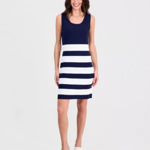Women's Striped Sweater Knit Tank Dress