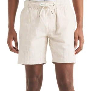 7" Striped Slub Textured Pull-On Drawstring Short