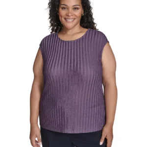 Women's Plus Size Cap Sleeve Textured Knit Top