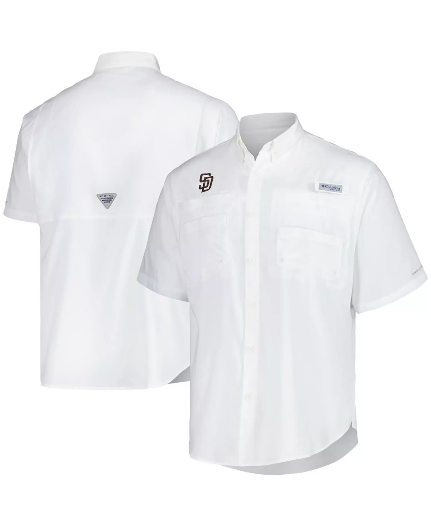 mni-e27ca69dadca884be0cc108a4d5d8bad Men's White San Diego Padres Tamiami Omni-Shade Button-Down Shirt