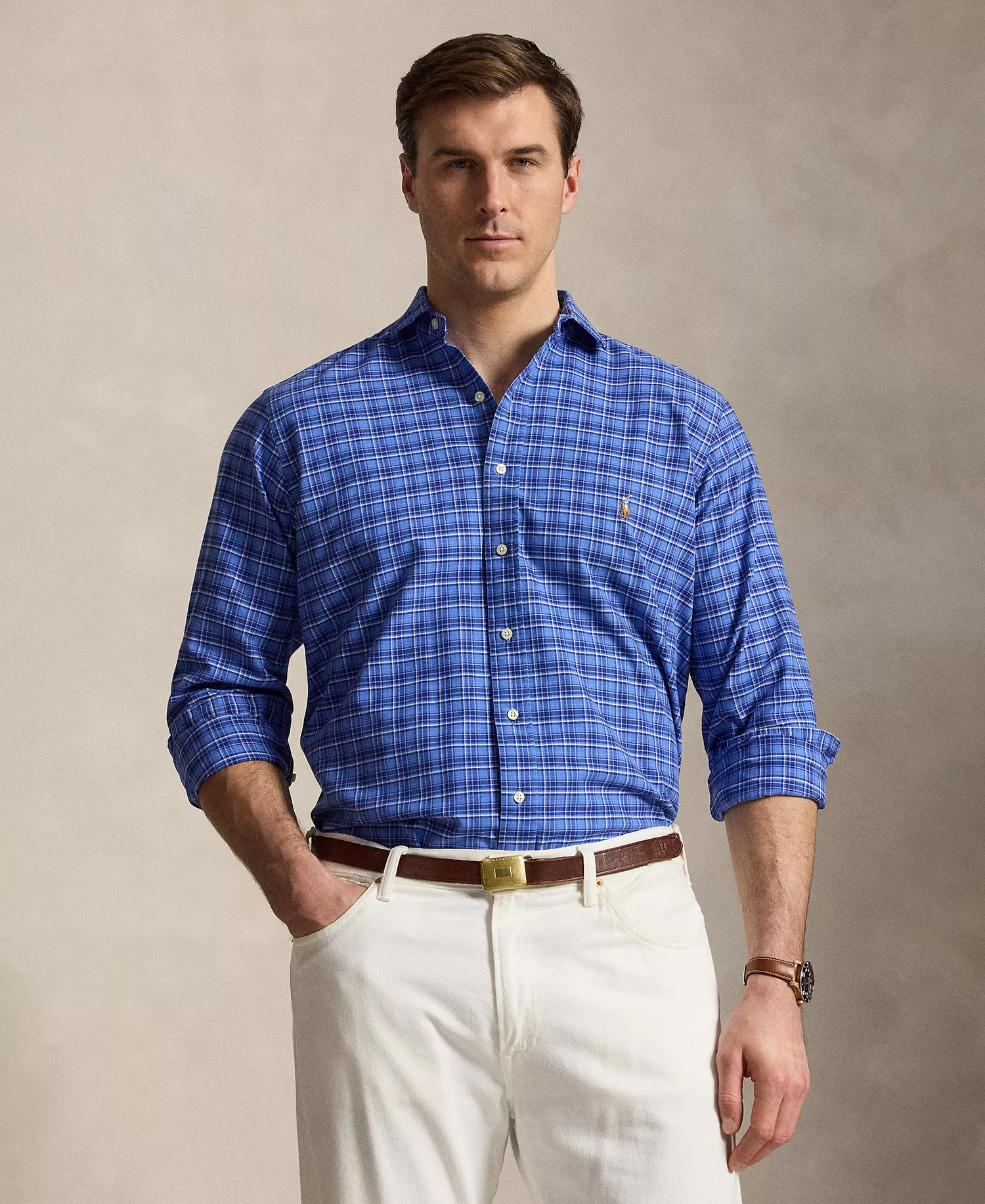 mni-e2acf890283467b24289c49cb3a77010 Men's Big & Tall Plaid Oxford Shirt