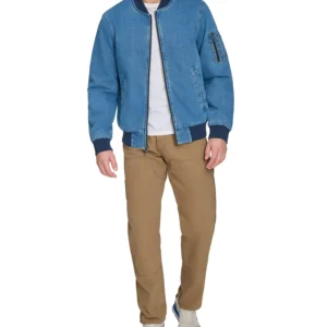 Men's Flight Full-Zip Denim Bomber Jacket