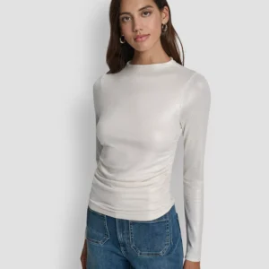 Women's Ruched Detail Long-Sleeve Top