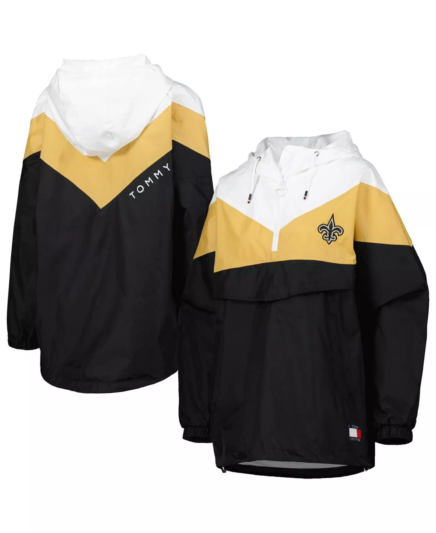mni-e4405fe540b4f7ec32000d611ee70ff4 Women's White/Gold New Orleans Saints Staci Half-Zip Hoodie Windbreaker Jacket