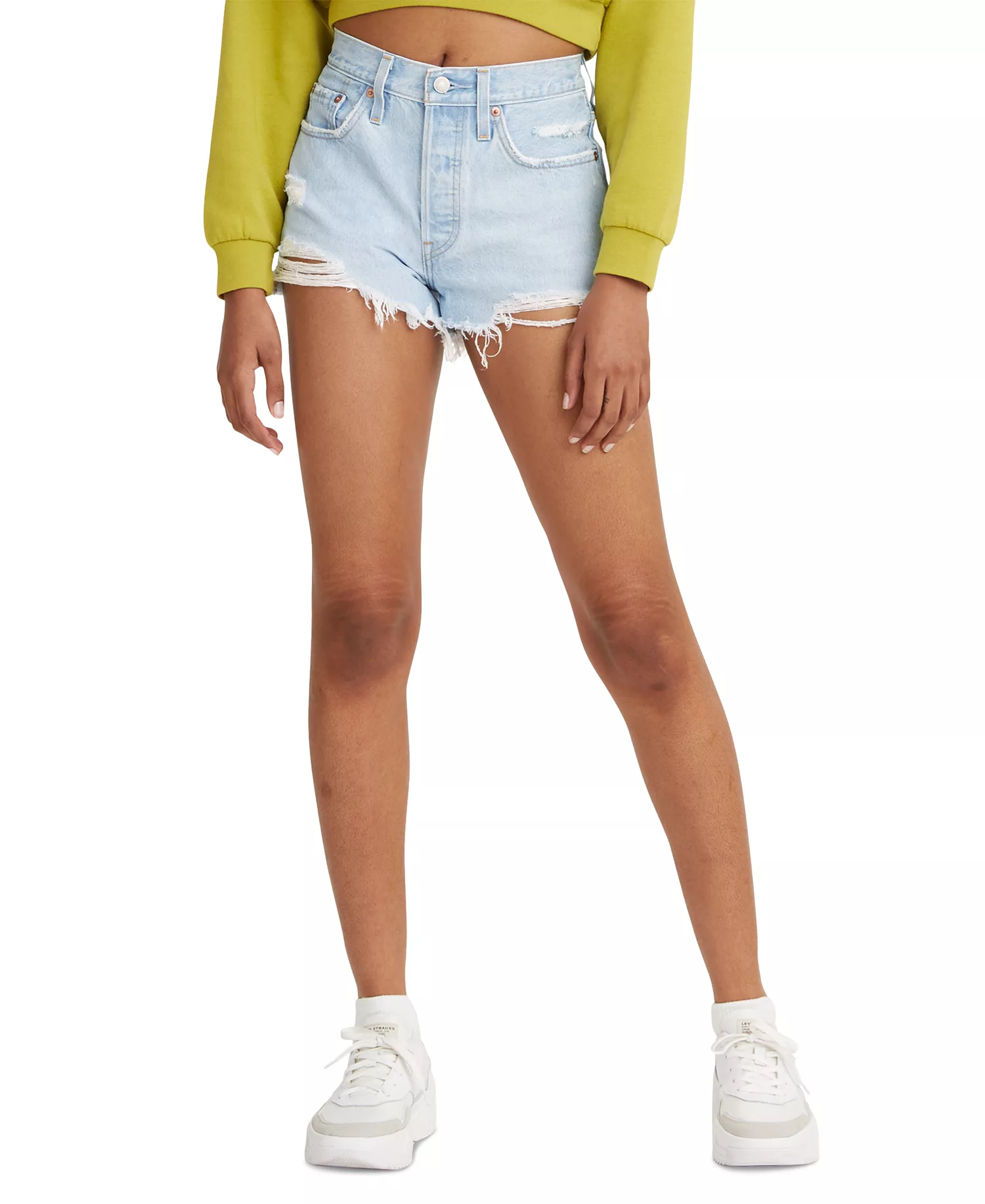 mni-e44fa1dfc2da5b31ed84fe83153fde8d Women's 501 Button Fly Cotton High-Rise Denim Shorts