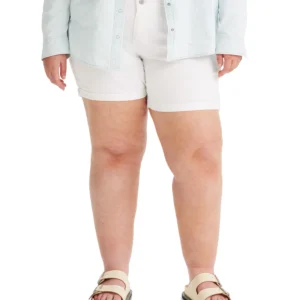 Trendy Plus Size Mid-Length Stretch Denim Shorts