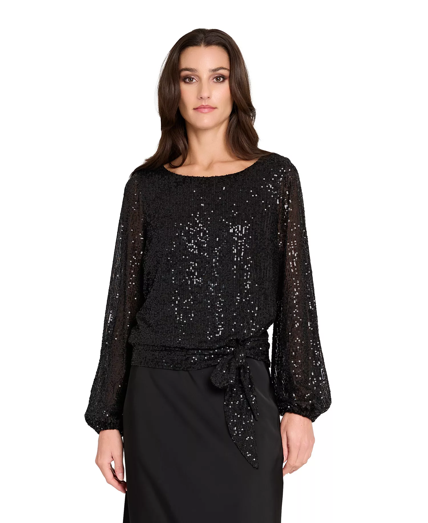 mni-e6a4b6e6eda5b6aced90d9818a411308 Petite Sequin Tie-Hem Top