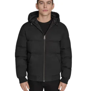 Men's Quilted Bomber with Hood Jacket