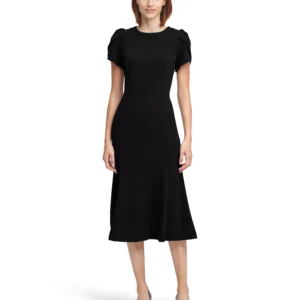 Women's Crew Neck Short-Sleeve Midi Dress