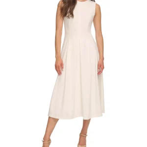 Women's Sleeveless Pleated Midi A-Line Dress