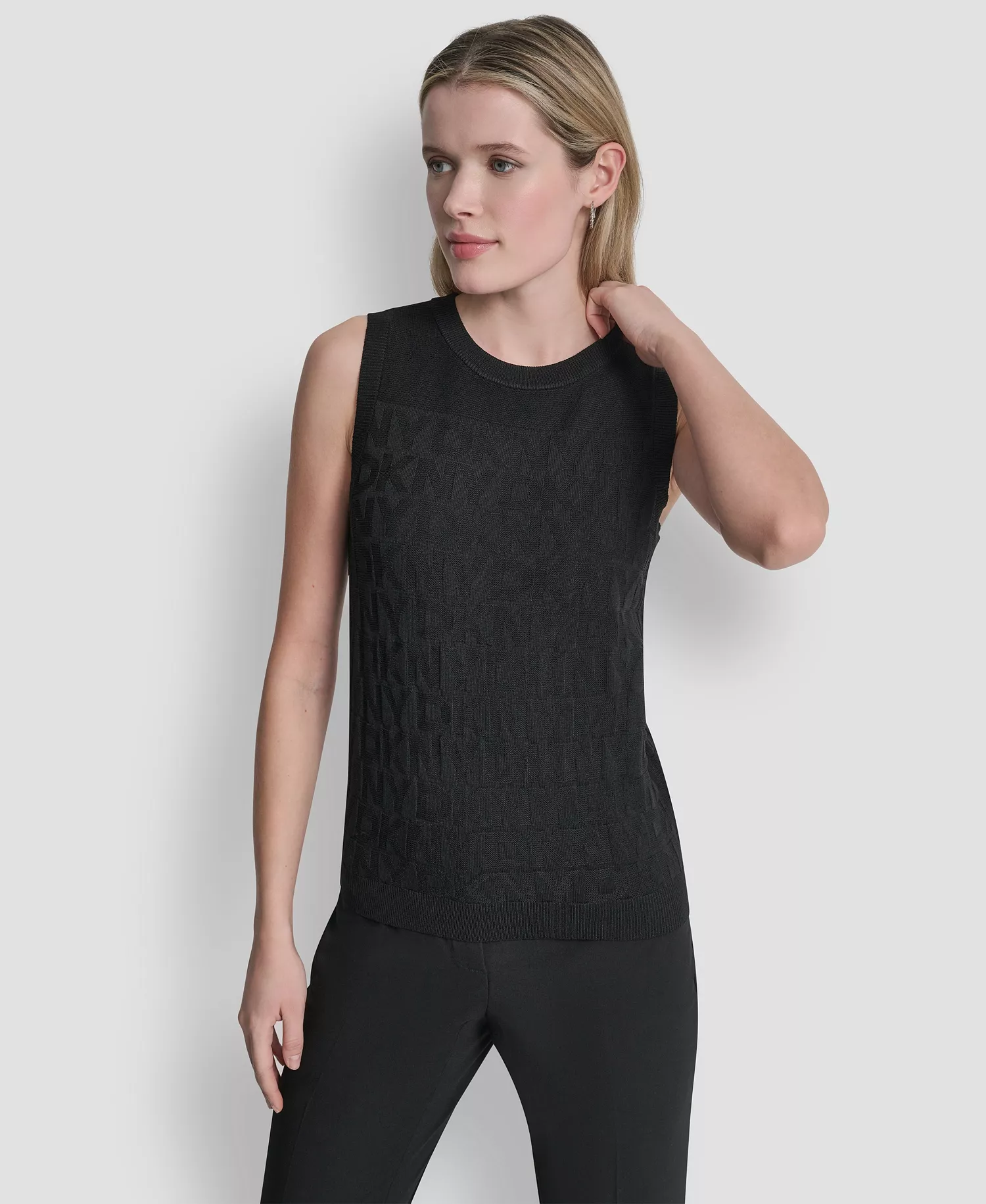 mni-e84194b237848f59b1ffce2cfe241dc5 Women's Sleeveless Logo Printed Sweater