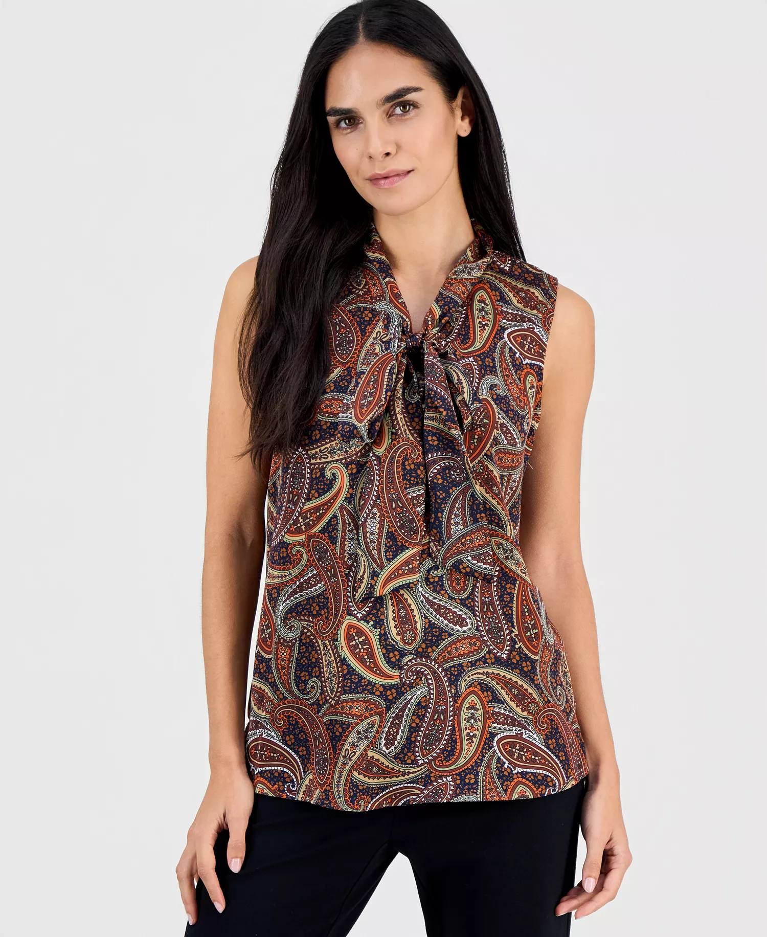 mni-e8b487099302afa54ad80e741741e80d Petite Paisley Print Sailor Tie Blouse
