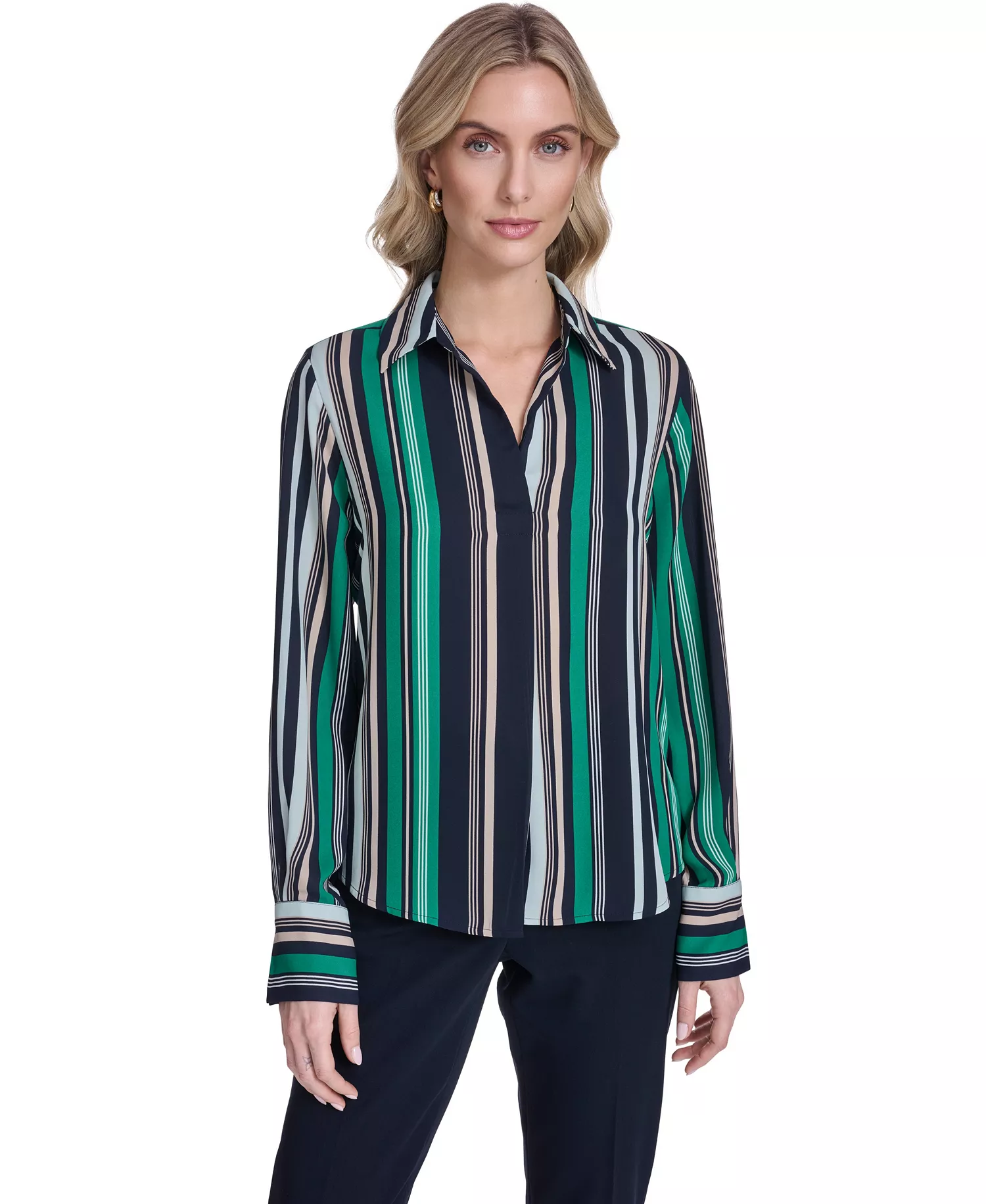 mni-e92e9543566dc2f6252c7b4adc840b75 Women's Striped Popover Top
