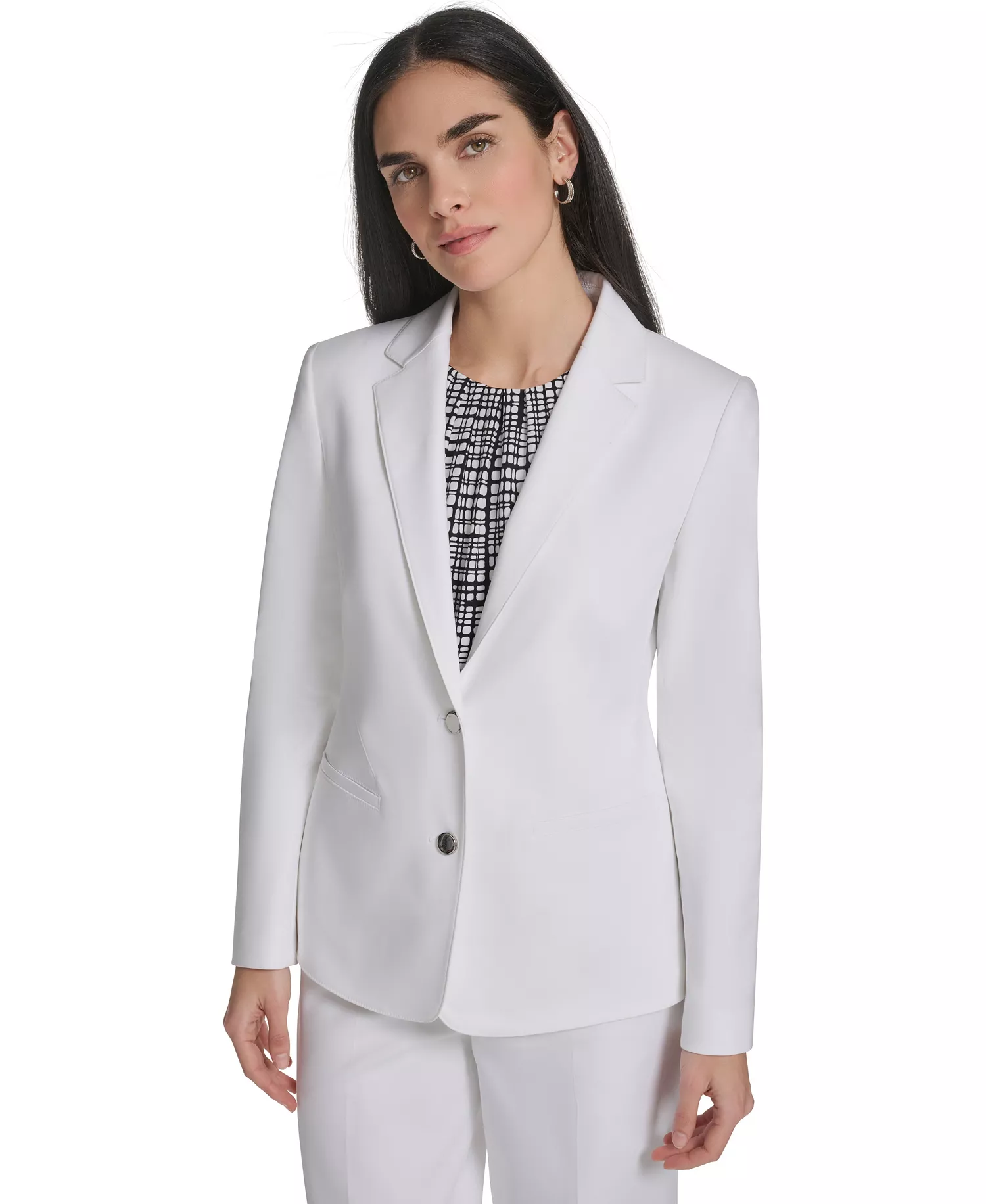 mni-e9648785f13c4cc888fa6d269a0c445d Petite Notch Collar Long-Sleeve Jacket