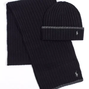 Men's Classic Ribbed Hat and Scarf Set