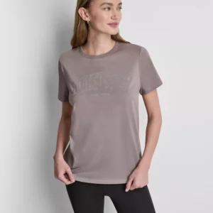 Women's Rhinestone Varsity Logo Relaxed Fit Pull-On T-Shirt