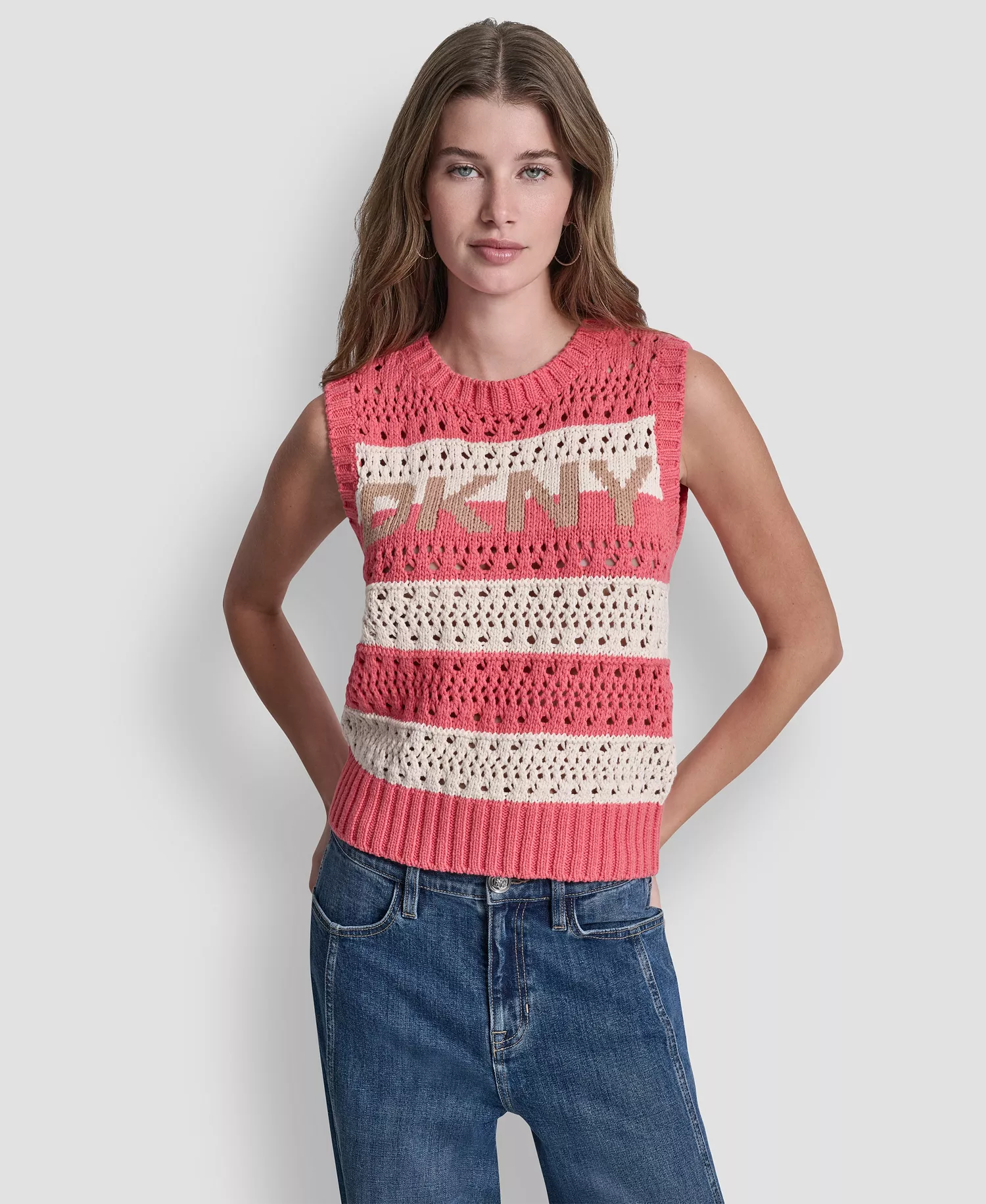mni-ead8e78f9d5d42f0211cb074cf604f29 Women's Crew Neck Striped Pointelle Stitch Sweater — изображение 3