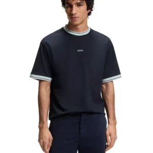 Men's Cotton Striped Trim Relaxed-Fit T-Shirt