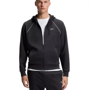 Men's Cotton-Blend Piping Detail Zip-Up Hoodie