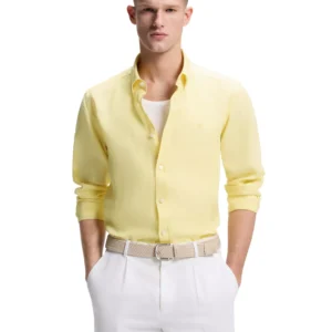 Men's Regular-Fit Button-Down Linen Dress Shirt