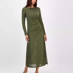 Women's Low-Back Ruched Mesh Midi Dress, Macy's Exclusive