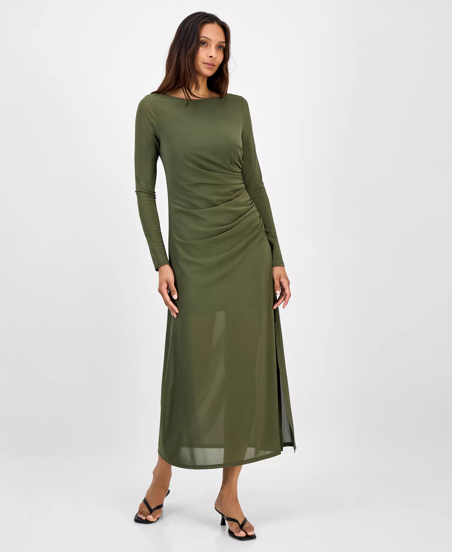 mni-eb5b54075d56a8715ce6dde7ee0ca5c6 Women's Low-Back Ruched Mesh Midi Dress, Macy's Exclusive