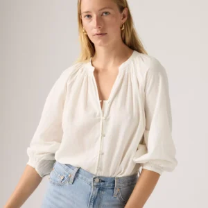 Plus Size Relaxed-Fit Blouson-Sleeve Top