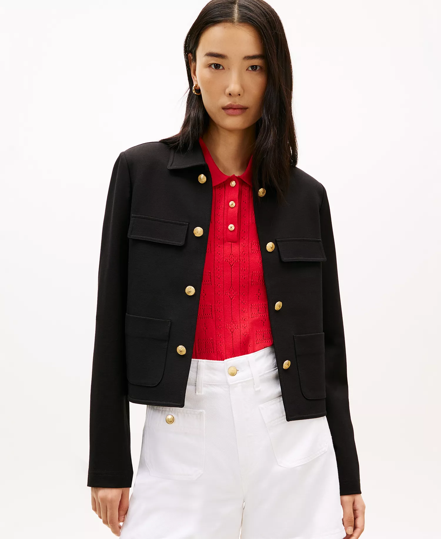 mni-eb77723e5b6e38f9c5ac6fedc5d0a408 Women's Ponte Novelty Band Collar Jacket