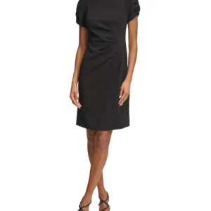 Women's Puff-Sleeve Side-Pleated Dress