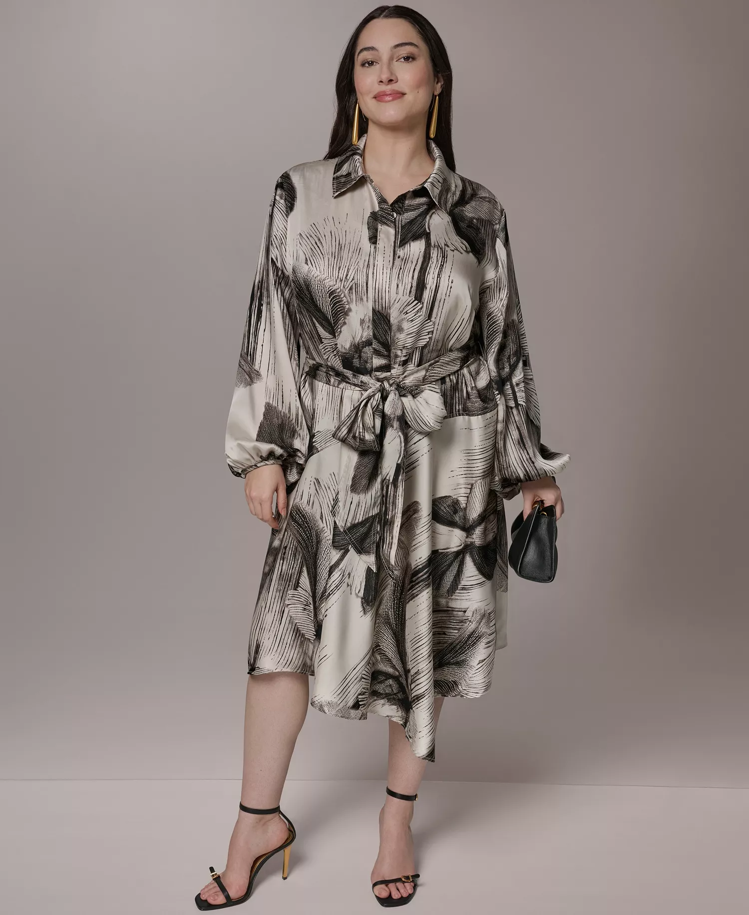 mni-ebbd12a87f535ec558b011387ffe8303 Plus Size Balloon-Sleeve Shirt Dress