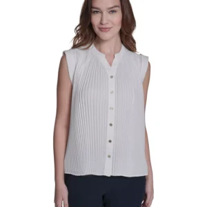 Women's V-Neck Pleated Blouse