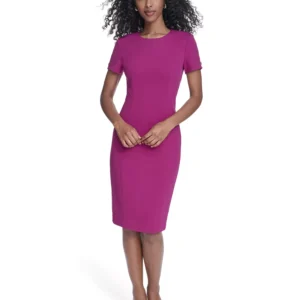Women's Crewneck Short-Sleeve Sheath Dress