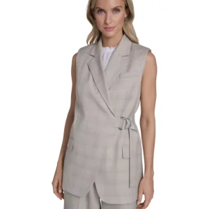 Women's Collared Windowpane Vest Top