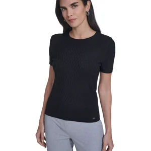Women's Short-Sleeve Textured Sweater