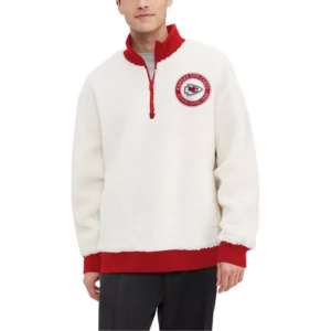 Men's Cream Kansas City Chiefs Jordan Sherpa Quarter-Zip Sweatshirt