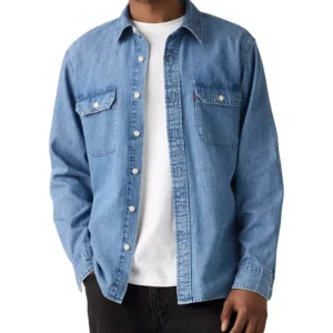 Men's Relaxed-Fit Long-Sleeve Button-Front Worker Shirt