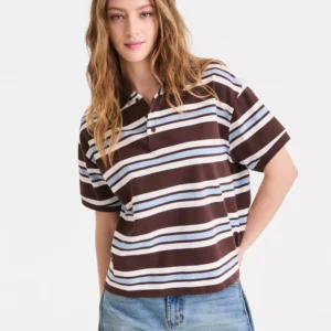 Women's Striped Cotton Short-Sleeve Rugby Shirt, Macy's Exclusive