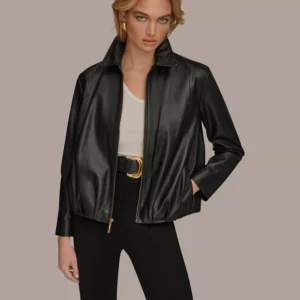 Women's Leather Bomber Jacket