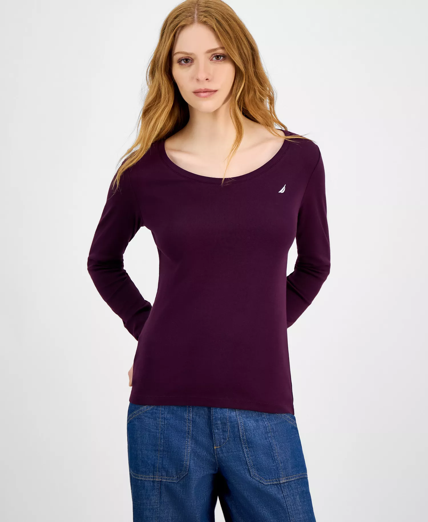 mni-f321d93d9baca57e27d5b84b08efc502 Jeans Women's Cotton Scoop-Neck Long-Sleeve T-shirt, Online Only — изображение 6