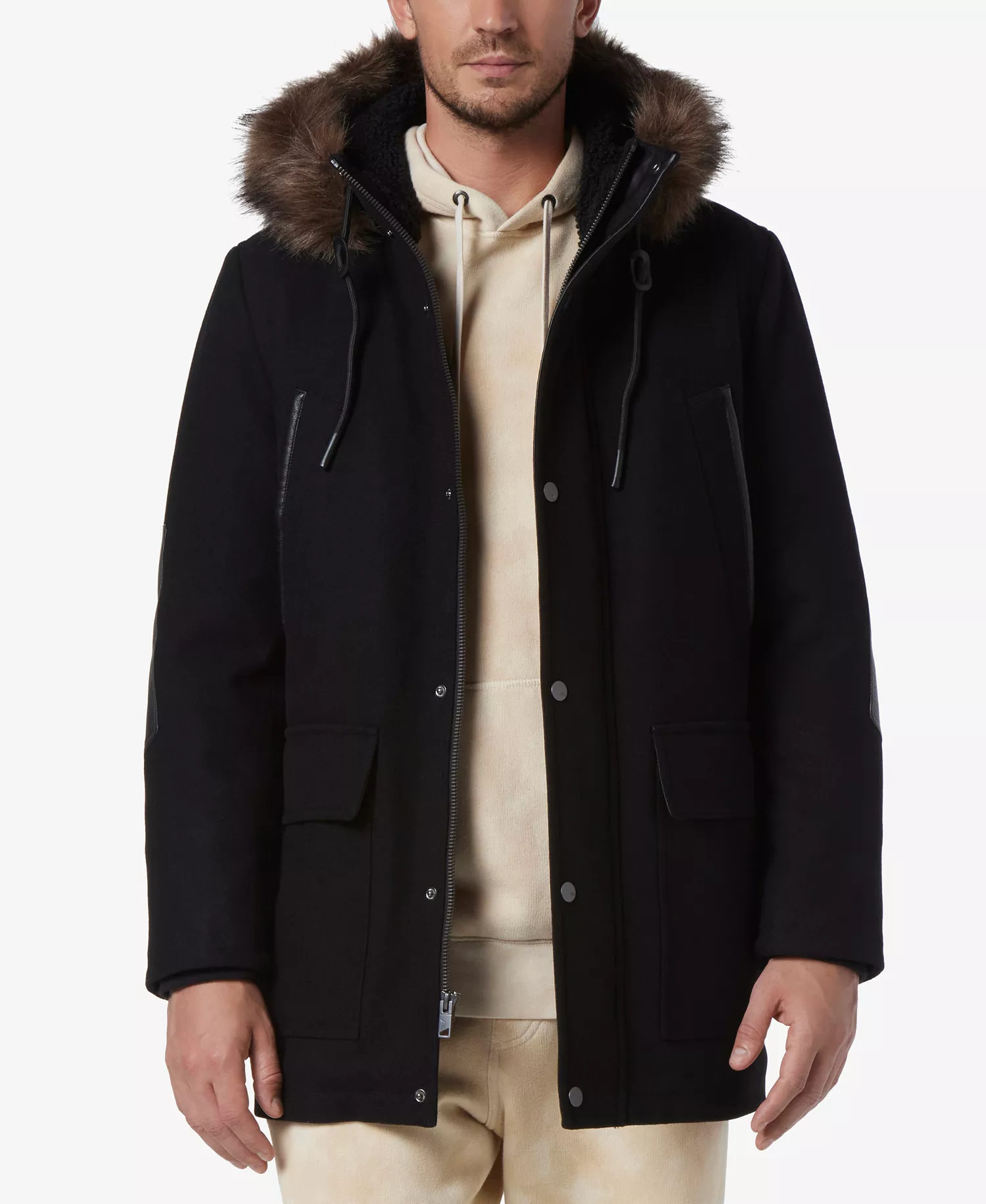 mni-f48c3f9635032cbad7dece0714f775c9 Men's Dawson Hooded Parka with Faux-Leather & Faux-Fur Trim