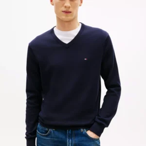 Men's Essential Cotton V-Neck Sweater